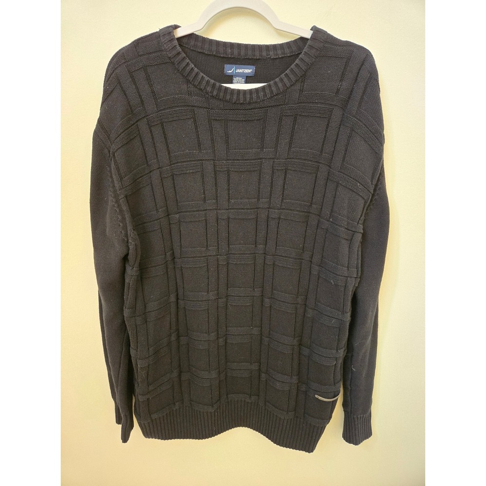 Vintage Jantzen Navy Cotton Sweater Textured Knit Grandpa Core Men's M